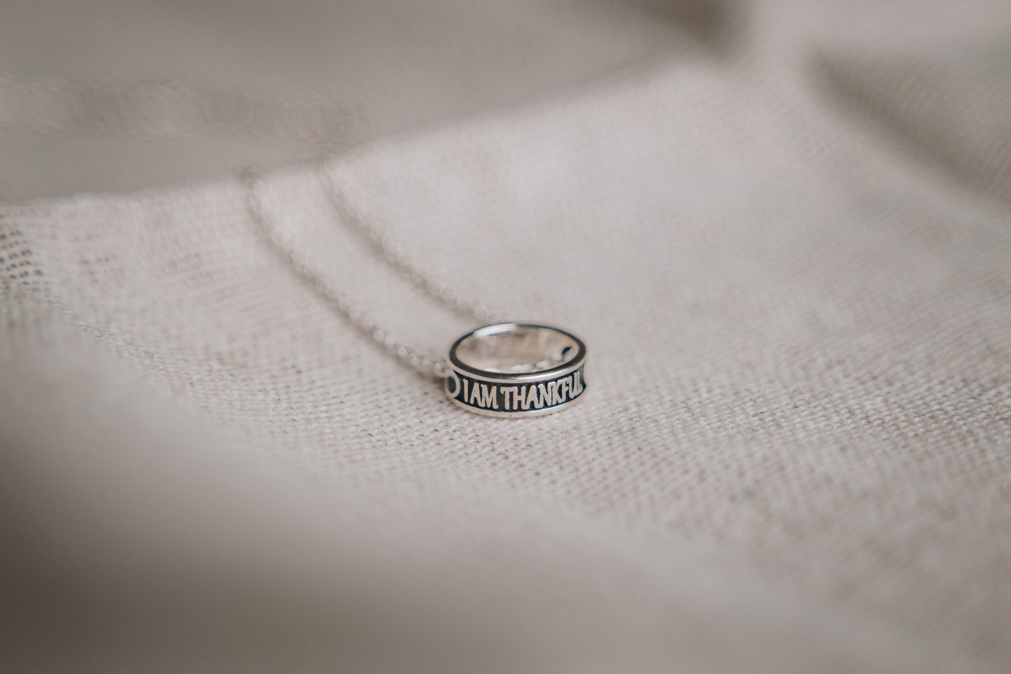 Oxidised silver pendant with chain
