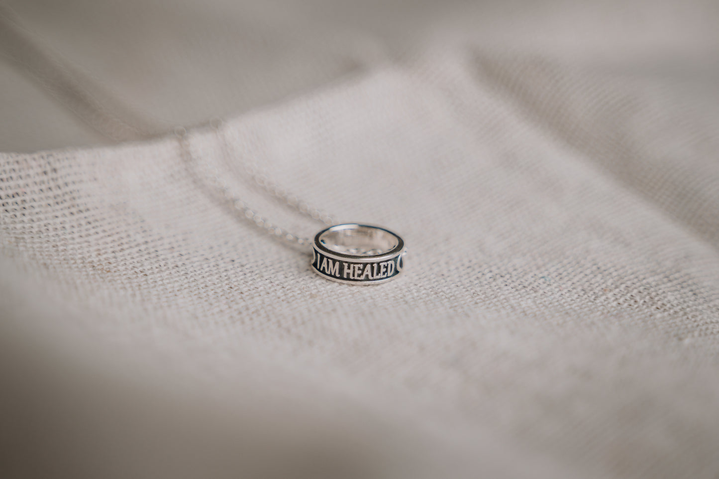 Oxidised silver pendant with chain